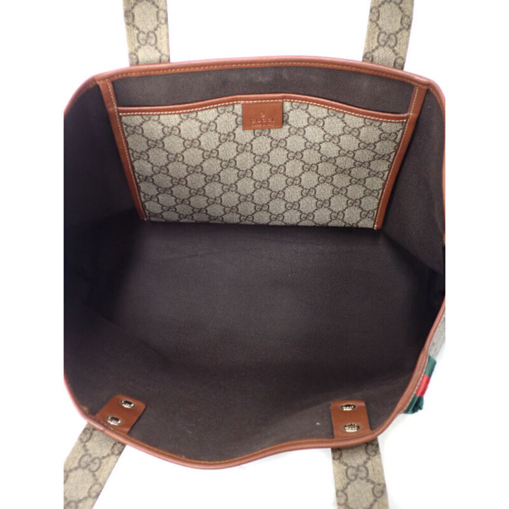 Gucci Beige GG Canvas bag Tote Supreme Loop Brown Web - Picture 3 of 9